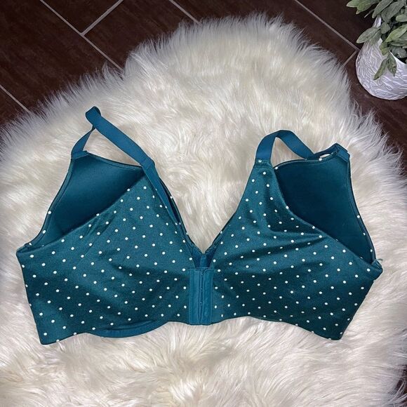 Cacique hunter green polka dot lightly lined full coverage sz 44DDD - Picture 4 of 4